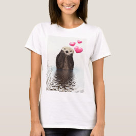 Cute Otter met roze liefdesharten T-shirt