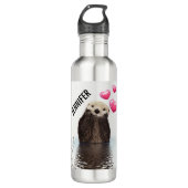 Cute Otter met roze liefdesharten Waterfles (Voorkant)