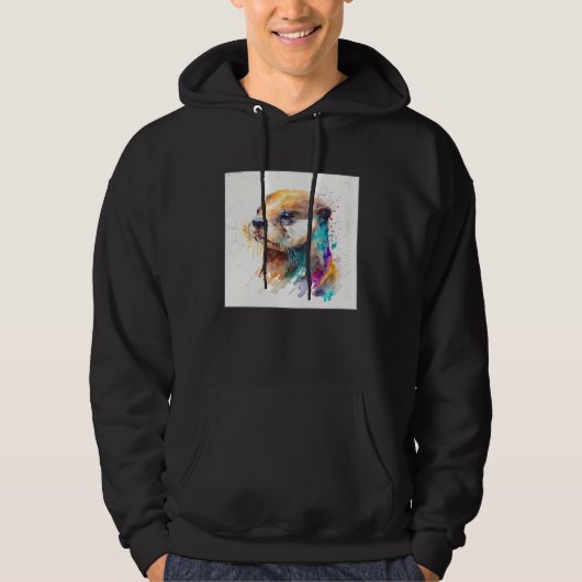 Cute Otter Paint Splatter Illustration Colorful Wa Hoodie (Voorkant)