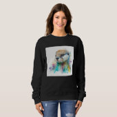 Cute Otter Paint Splatter Illustration Colorful Wa Trui (Voorkant volledig)