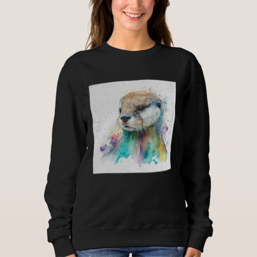 Cute Otter Paint Splatter Illustration Colorful Wa Trui (Voorkant)