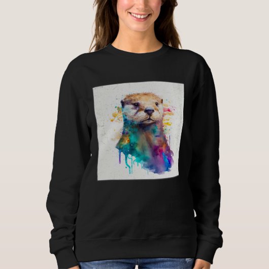 Cute Otter Paint Splatter Illustration Colorful Wa Trui (Voorkant)