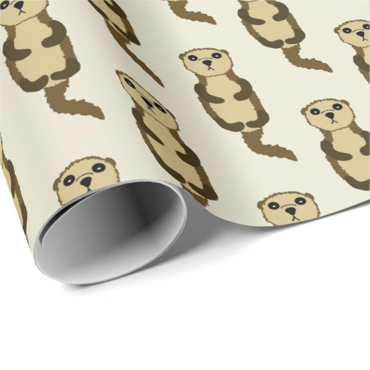 Cute Otter Pattern Cadeaupapier (Rol Hoek)