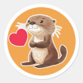 Cute Otter Ronde Sticker (Voorkant)