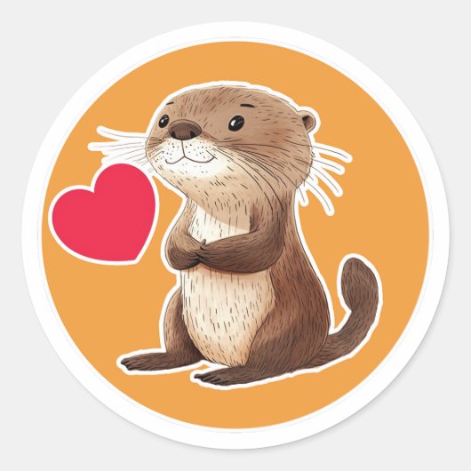 Cute Otter Ronde Sticker (Voorkant)