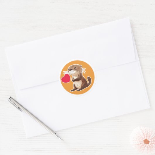 Cute Otter Ronde Sticker (Envelop)