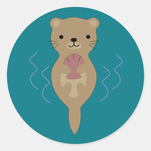 Cute Otter Ronde Sticker (Voorkant)