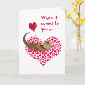 Cute Otter Valentijn Day Swimming in Hearts Kaart (Gele Bloem)