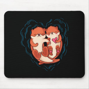 Cute Otter Valentijnsdag T-shirt Love Otters Vasth Muismat