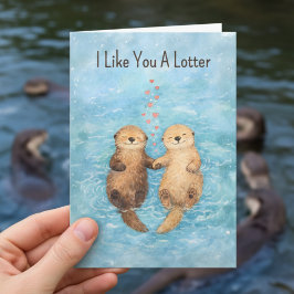 Cute Otter Valentine animal love Feestdagen Kaart