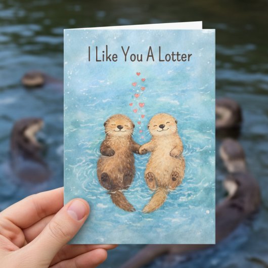 Cute Otter Valentine animal love Feestdagen Kaart