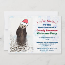 Cute Otter Wearing a Santa Hat Otterly Geweldige Kaart