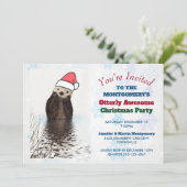 Cute Otter Wearing a Santa Hat Otterly Geweldige Kaart (Staand voorkant)
