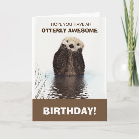 Cute Otter Wildlife Afbeelding Happy Birthday Kaart (Voorkant)