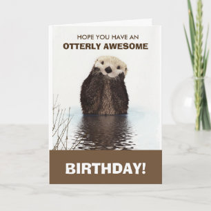 Cute Otter Wildlife Afbeelding Happy Birthday Kaart