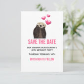Cute Otter Wildlife met Valentijnse Harten Save The Date (Staand voorkant)