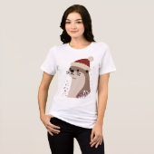 Cute otter with Christmas hat, Holiday Animal Tri-Blend Shirt (Voorkant volledig)