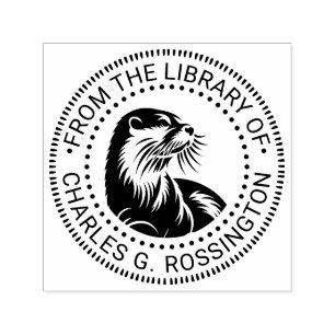 Cute Otterkop #2 Ronde Bibliotheek Boeknaam Zelfinktende Stempel