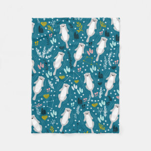 Cute Otters Blanket Fleece Deken