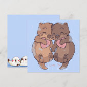 Cute Otters Feestdagenkaart (Voorkant / Achterkant)