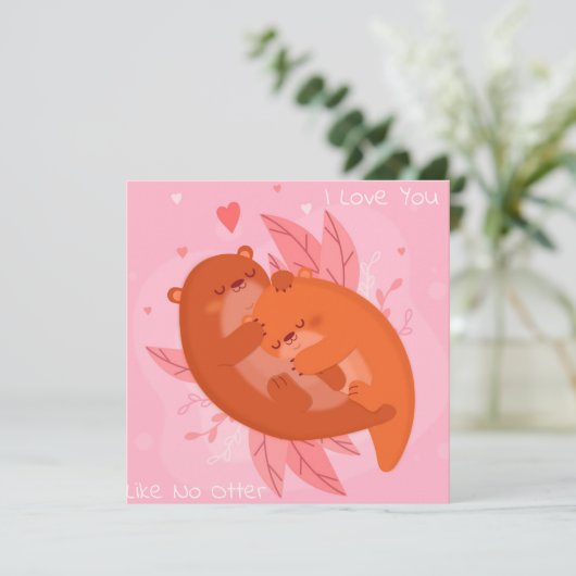 Cute Otters Feestdagenkaart (Staand voorkant)