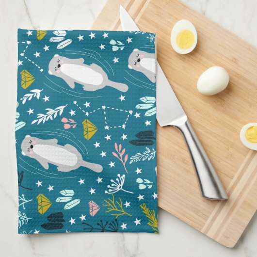 Cute Otters Kitchen Towel Theedoek (Quarter Fold)