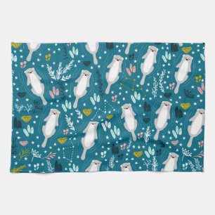 Cute Otters Kitchen Towel Theedoek