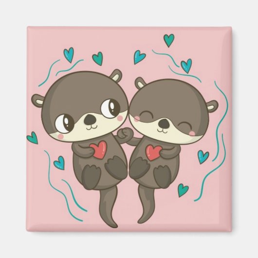 Cute Otters Magneet (Voorkant)