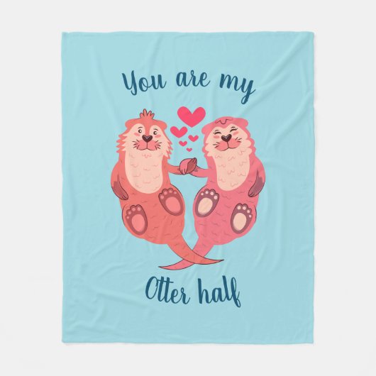 Cute Otters Valentijnsdag Couple Personalized Fleece Deken (Voorkant)