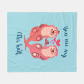 Cute Otters Valentijnsdag Couple Personalized Fleece Deken (Voorkant (Horizontaal))