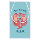 Cute Otters Valentijnsdag Couple Personalized Klein Cadeauzakje (Achterkant)