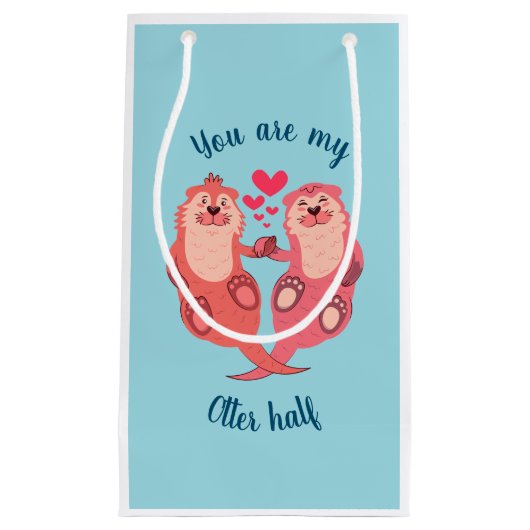 Cute Otters Valentijnsdag Couple Personalized Klein Cadeauzakje (Voorkant)