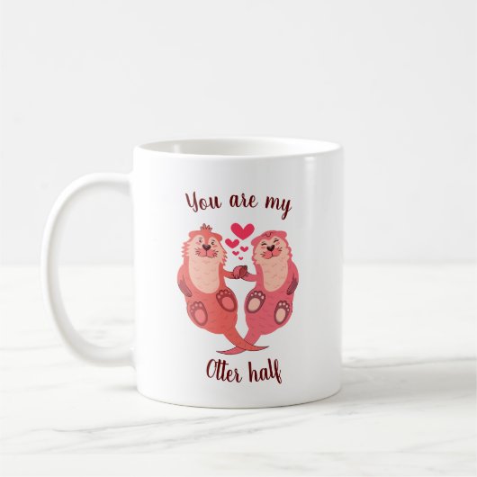 Cute Otters Valentijnsdag Couple Personalized Koffiemok (Links)