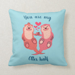 Cute Otters Valentijnsdag Couple Personalized Kussen