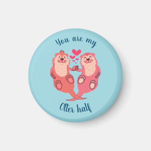 Cute Otters Valentijnsdag Couple Personalized Magneet (Voorkant)