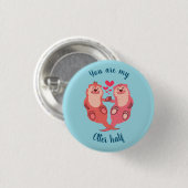 Cute Otters Valentijnsdag Couple Personalized Ronde Button 3,2 Cm (Voorkant /achterkant)
