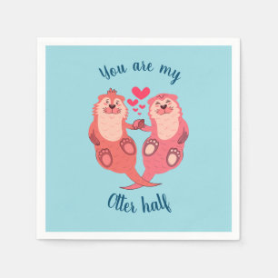 Cute Otters Valentijnsdag Couple Personalized Servet