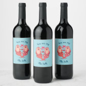 Cute Otters Valentijnsdag Couple Personalized Wijn Etiket (Flessen)