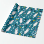 Cute Otters Wrapping Paper Cadeaupapier (Uitgerold)