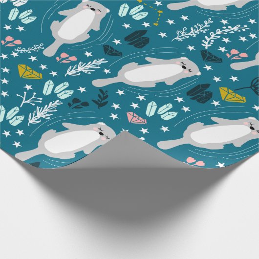 Cute Otters Wrapping Paper Cadeaupapier (Hoek)