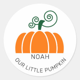 Cute Our Little Pumpkin Birthday Party Ronde Sticker