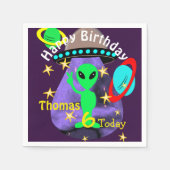 Cute outer Space Alien Thleed Birthday Party Servetten (Voorkant)
