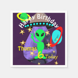 Cute outer Space Alien Thleed Birthday Party Servetten