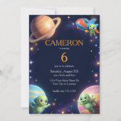 Cute Outer Space Aliens Birthday Party Kaart (Voorkant)