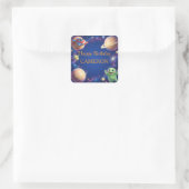 Cute Outer Space Aliens Birthday Party Vierkante Sticker (Tas)