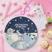 Cute Outer Space Astronaut Birthday Papieren Bordje (Feest)