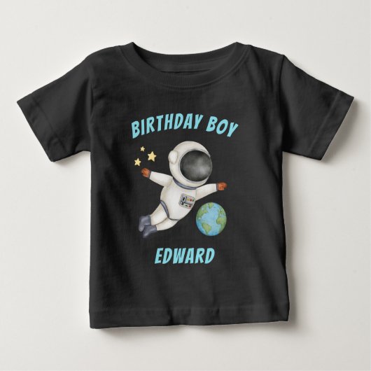 Cute Outer Space Ruimteman Verjaardag T-Shirt (Voorkant)