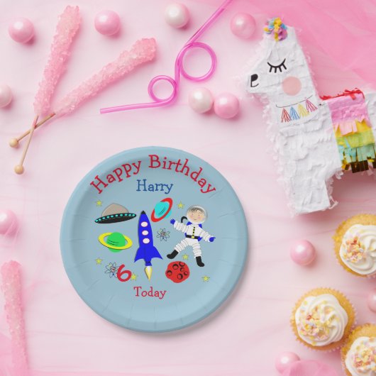 Cute outer Space Thmed Birthday Party Papieren Bordje (Feest)