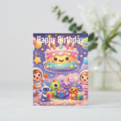 Cute Outer Space Verjaardagsfeest met Astronauten Briefkaart (Staand voorkant)