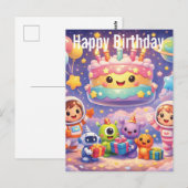 Cute Outer Space Verjaardagsfeest met Astronauten Briefkaart (Voorkant / Achterkant)